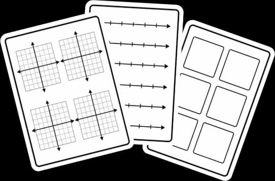 Printable graphic organizers with coordinate grids, number lines, and blank workspaces